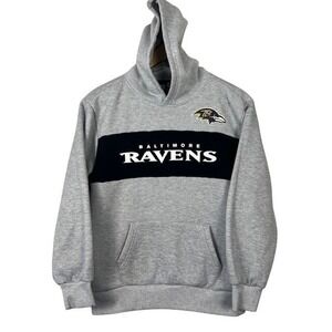 NFL Team Apparel Baltimore Ravens Kids Gray Hoodie Sweatshirt Size 14-16 L